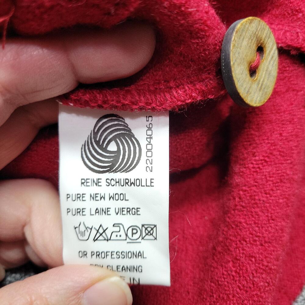GEIGER Sweater 38 Red Wool Embroidered Goats Nature Button Up Jacket Austria - Picture 9 of 9